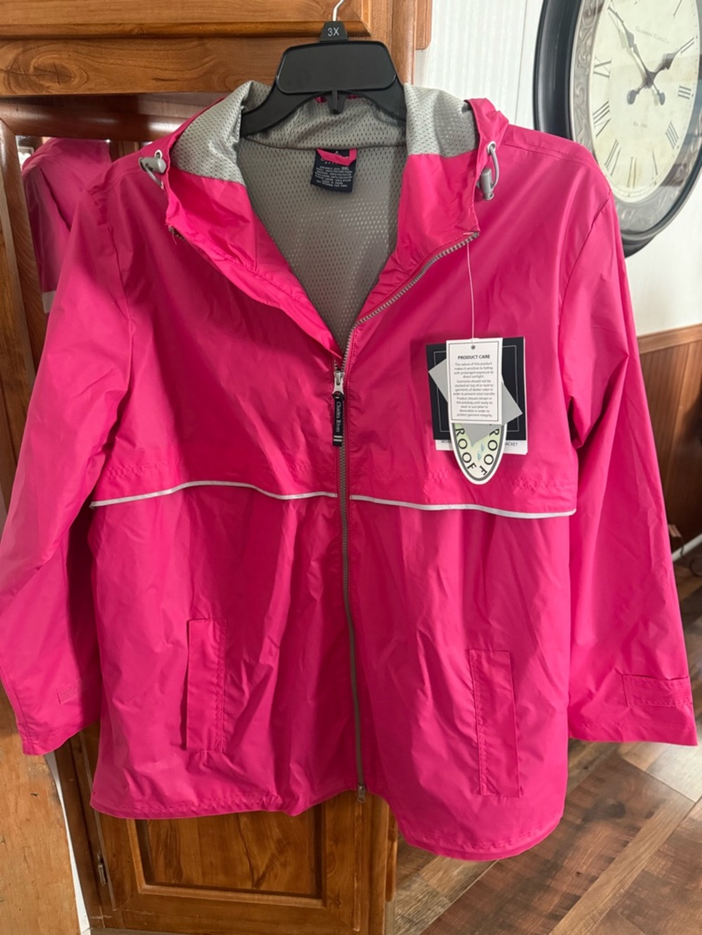 Hot Pink Hooded Rain Jacket - 3XL